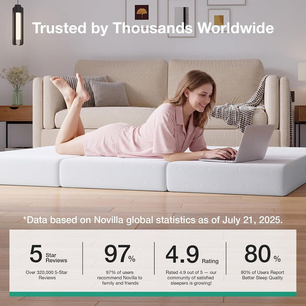 Foldable Mattress Twin | 6 Inch Folding Mattress Floor Sofa | Trifold Mattress Suitable for Murphy Bed, Day Bed, Camping, RV | High Support | Certified Material | 75"X38"X6"10