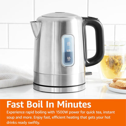 Electric Stainless Steel Kettle for Tea and Coffee, Bpa-Free, Fast Boiling, Auto Shut-Off, 1 Liter, 1500W, Black and Silver6