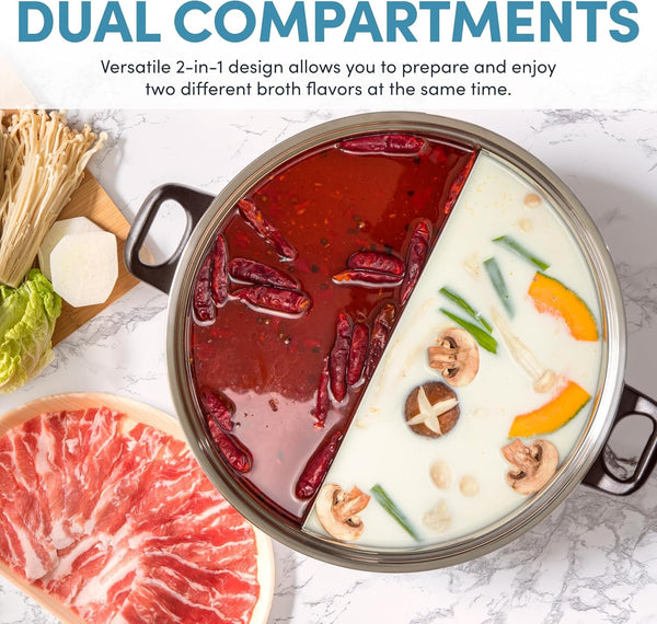 Housewares ASP-610 Dual-Sided Shabu Hot Pot, 5Qt, Stainless Steel  Housewares 3 Uncooked/6 Cups Cooked Rice Cooker, Steamer, Multicooker, 2-6 Cups, Black2