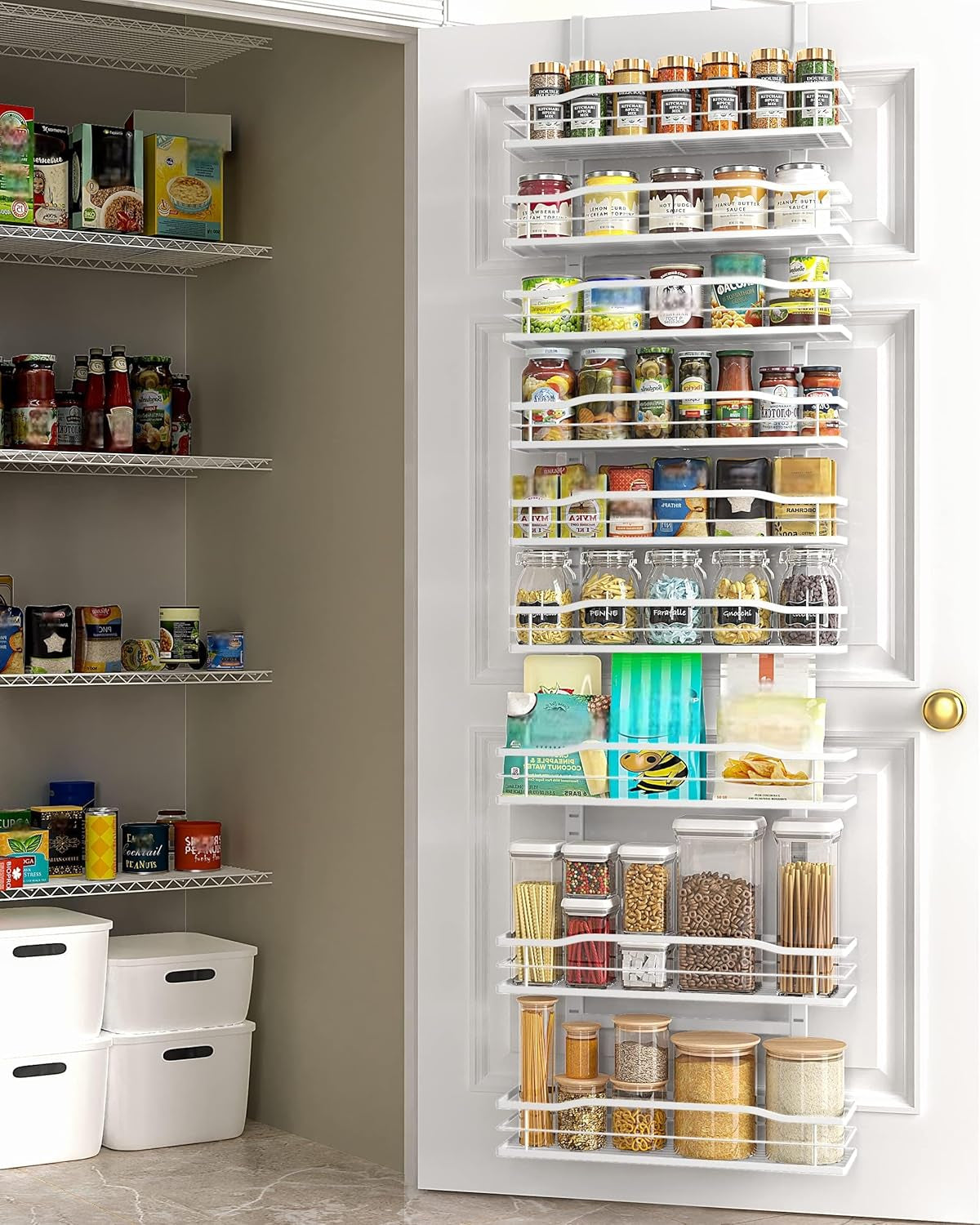 white-9-tier-over-the-door-pantry-organizer-pantry-organization-and-storage-metal-hanging-spice-rack-shelves-door-home-kitchen-essentials-laundry-room-bathroom-organization