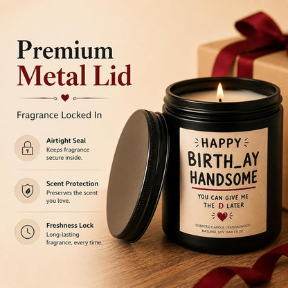 Funny Birthday Gifts for Husband, Boyfriend, Sandalwood Amber Soy Wax Candle for Him, Cheeky Birthday Gift for Men, 9 Oz Black Jar Candle3
