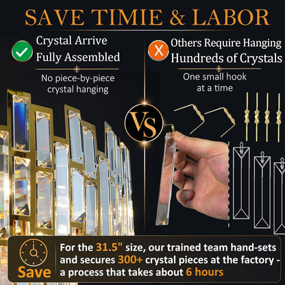 Modern Gold Crystal Chandelier 19-Light Foyer Dining Room Fixture2