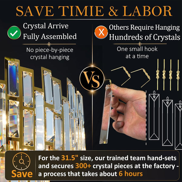 Modern Gold Crystal Chandelier 19-Light Foyer Dining Room Fixture2