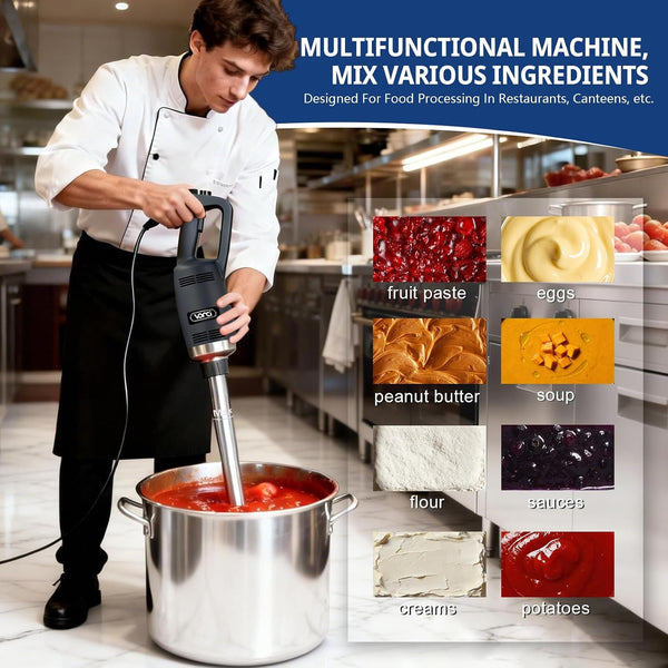 500W Commercial Immersion Blender, 16" SUS 304 Removable Shaft, Heavy Duty Power Hand Mixer with Variable Speed 6000-20000RPM, Professional Electric Stick Blender for Restaurant Kitchen Use.7