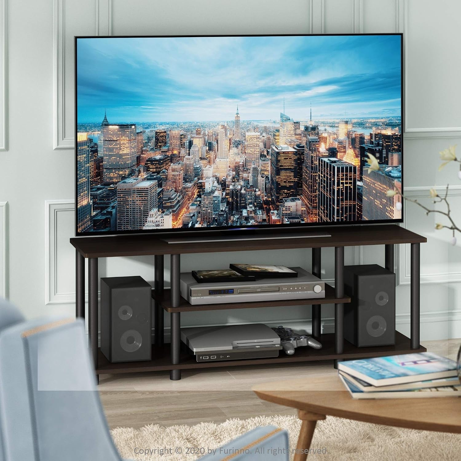 turn-n-tube-no-tools-3d-3-tier-entertainment-tv-stand-up-to-50-inch-tv-round-tubes-dark-brown-black-for-tv-up-to-50-inch-open-frame-rectangular-entertainment-center-with-storage-shelf-tv-console-for-living-room-bedroom