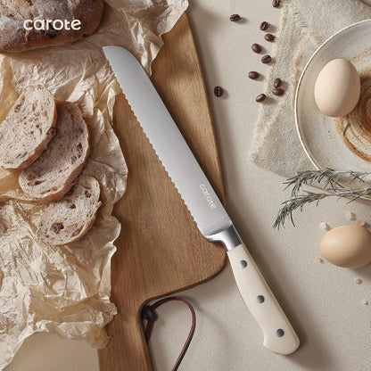 14-Piece Knife Set with Wood Block, Rust-Resistant, Cream8