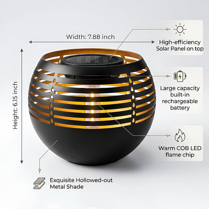 Solar Lantern Table Lamps with Amber Twinkling Glow, Waterproof Metal Landscape Fixture Dusk to Dawn for Outdoor Garden Tables, Balcony, Walkways, Bar Tabletop Create Romantic Ambiance4