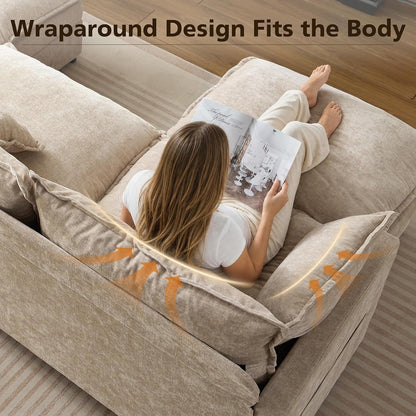 108" Modular Sectional Sofa, U Shaped Modern Comfy Cloud Couch with Movable Ottoman & Pillows, Deep Seat Couches for Living Room, Bedroom or Apartment,Camel4