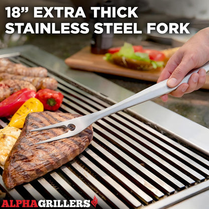 Grill Tools Set, BBQ & Grilling Accessories Outdoor Utensils | Heavy-Duty Stainless Steel Spatula, Fork, Brush & Tongs, Great BBQ Gift for Men5
