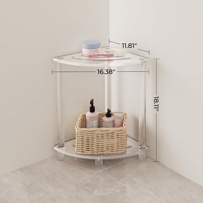 Acrylic Corner Shower Stool for inside Shower, Clear Small Shower Bench for Shaving Legs Seating Waterproof Heavy Duty Assemble Modern (Clear, 11.81" D X 11.81" W X 18.11" H)2