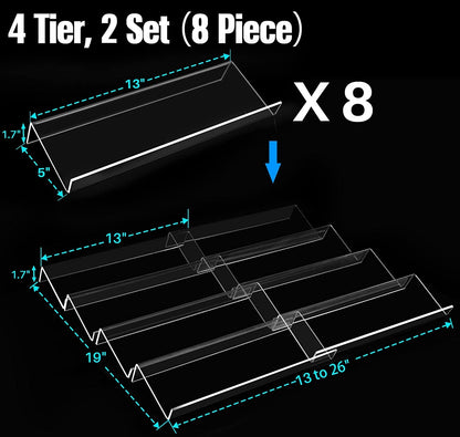 Spice Drawer Organizer, 4 Tier- 8 Pack Kitchen Spice Rack Tray for Drawer, Expandable from 13" to 26" Acrylic Seasoning Organizer Rack Holds up 56 Spice Jars (Jars Not Include)5