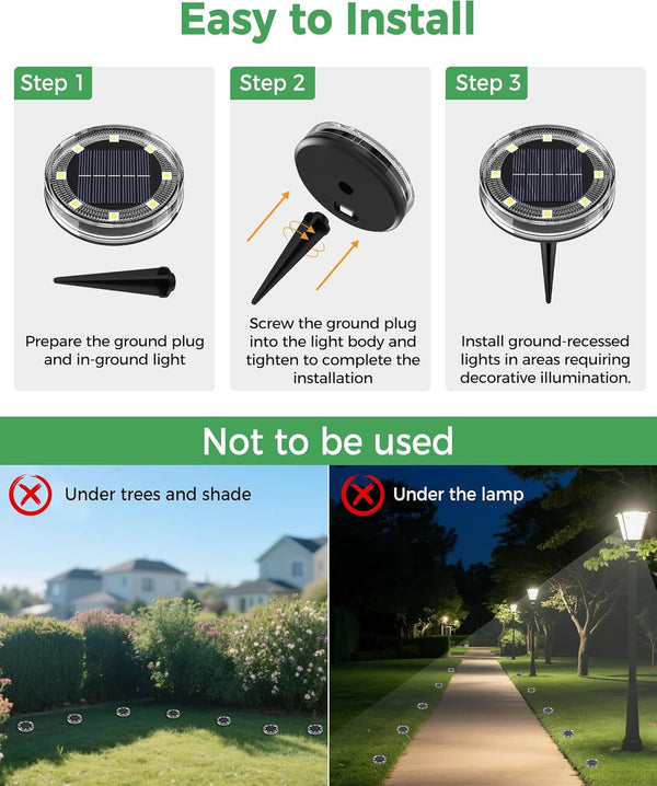 20 Pack Solar Ground Lights, Solar Lights Outdoor Waterproof IP685