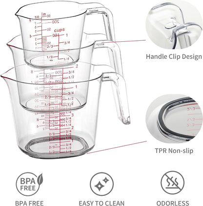 3-Piece Clear Nesting Liquid Measuring Cups with Spouts, 1, 2 and 4 Cup2