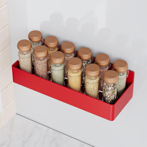 Magnetic Spice Rack for Refrigerator, Kitchen Organizer and Storage Shelf, Red (4 Pack)…2