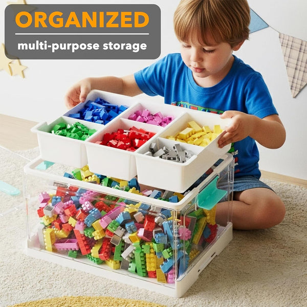Craft Organizers and Storage - 24 QT Plastic Box Art Supply Storage Organizer Bin with Lid, Removable Trays and Dividers, Clear Container for Art and Craft Supplies,1 Pack2