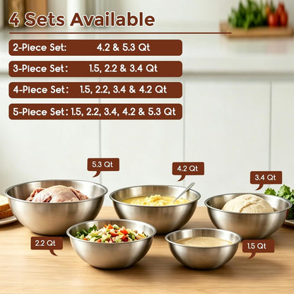 Stainless Steel Mixing Bowls Set, 3-Piece (1.5, 2.2 & 3.4 Qt)8