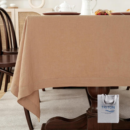 100% Pure French Linen Tablecloth(Beige, Square-55X55 Inch)4