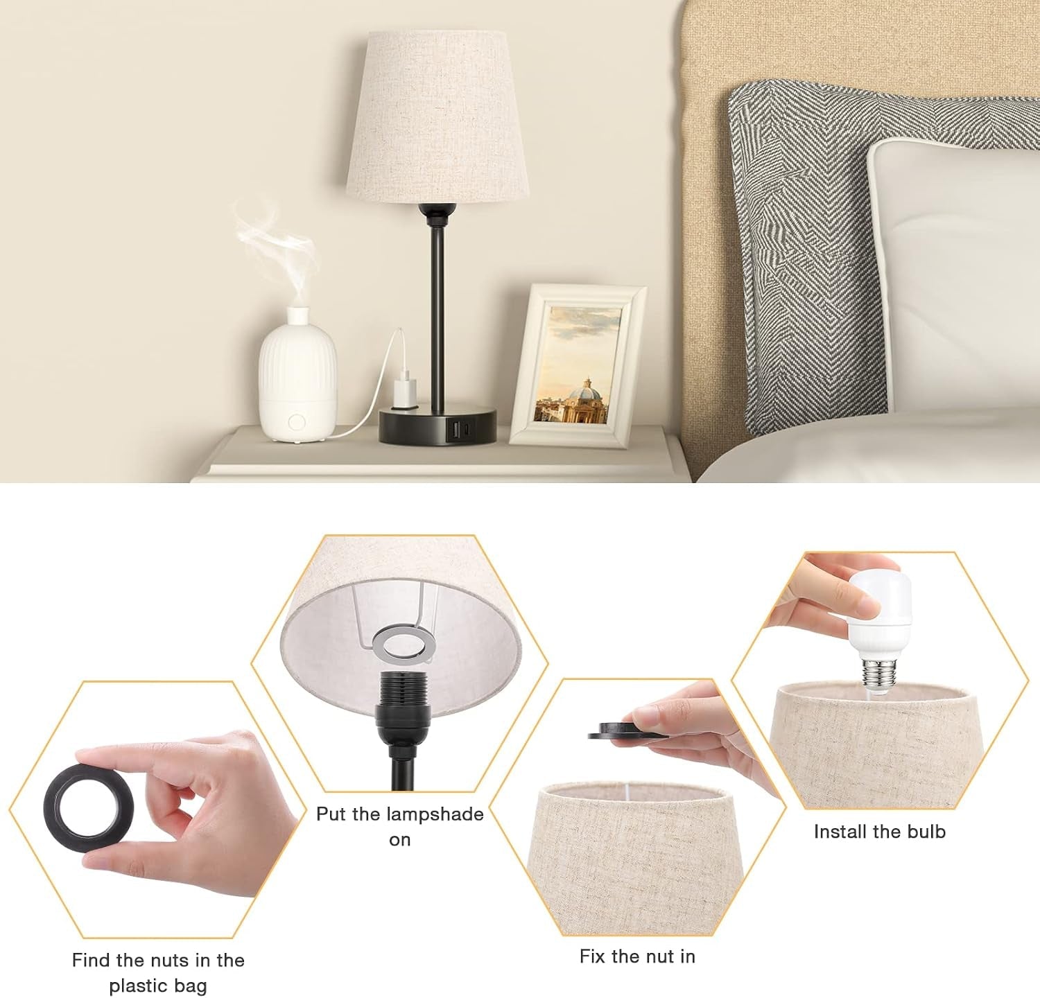 bedside-table-lamps-set-2-for-bedroom-dimmable-touch-usb-c-a-ac-outlet-14-5-mini-lamp-3-way-dimmable-led-bulbs-included-trapezoid-barrel-fabric-lampshade-nightstand-light-for-guest-room-kids