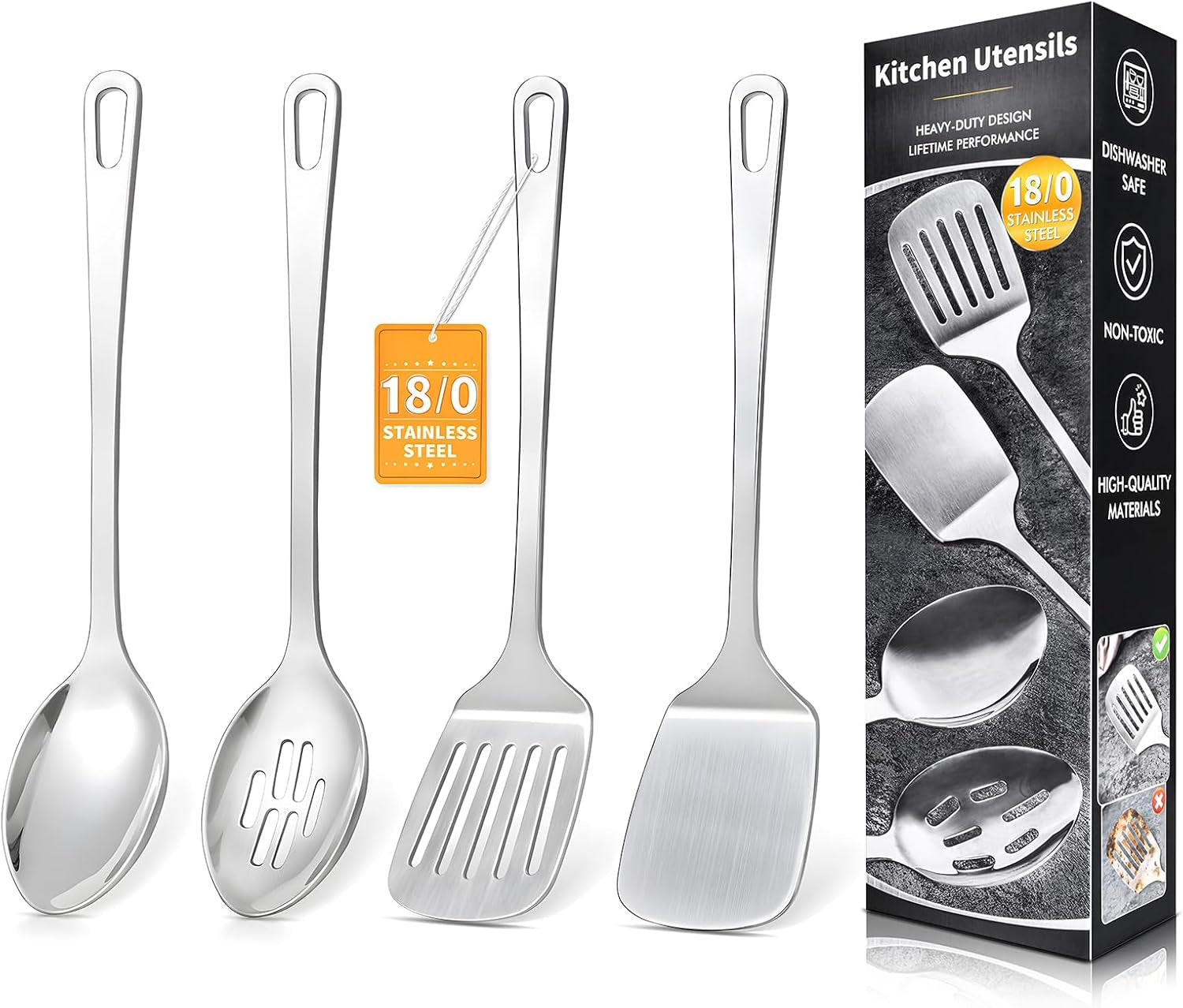 4-pcs-cooking-utensils-set-stainless-steel-kitchen-utensils-heat-resistant-metal-kitchen-tools-include-solid-slotted-turner-wok-spatula-serving-spoon-ergonomic-handle-easy-to-clean-silver