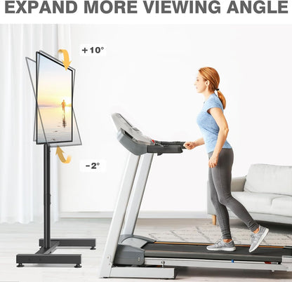 TV Floor Stand for 13-50 Inch LCD LED Flat/Curved Panel Screen Tvs up to 44 Lbs, Height Adjustable TV Stand Mount with VESA 200X200, Portable TV Stand for Bedroom, Dorm Room, Office | Tilting and Rotating Mount, Portrait to Landscape, Height Adjustable Portable TV Stand for Bedroom, Dorm Room, Office3