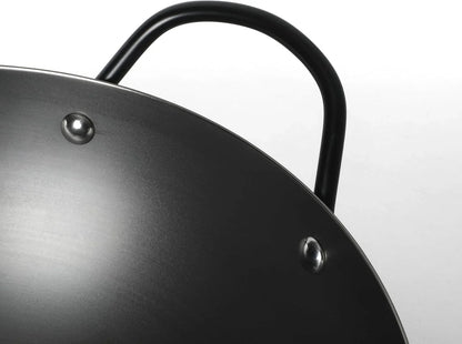 Chisholm 13.5-Inch Carbon Steel Nonstick Wok, Pfas-Free Wok Pan & Flat Bottom Stir Fry Pan with Long Walnut Wood Handle & Helper Handle, Black6