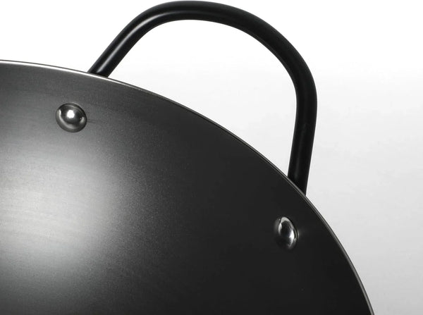 Chisholm 13.5-Inch Carbon Steel Nonstick Wok, Pfas-Free Wok Pan & Flat Bottom Stir Fry Pan with Long Walnut Wood Handle & Helper Handle, Black6