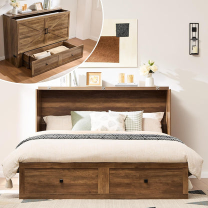 Full Murphy Bed with Storage & Charging Station1