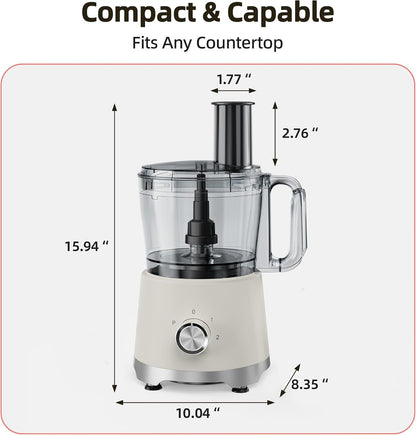 Electric Food Processor 10.5 Cup, Multi-Function Vegetable Chopper with French Fry Slicer, Dough Mixer, Easy to Clean, Secure Design, Stainless Steel, for Vegetables, Smoothie, Fruit8