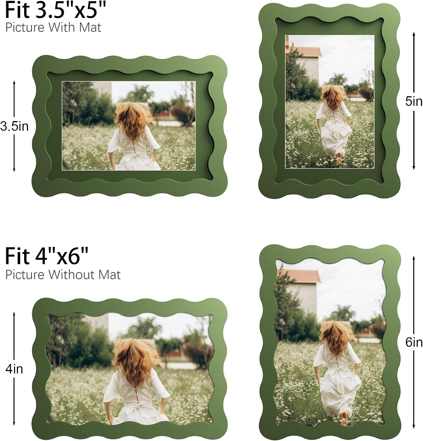 4x6-picture-frame-with-mat-for-3-5x5-wavy-edge-wooden-real-glass-photo-frame-for-tabletop-and-wall-hanging-green-1-pack