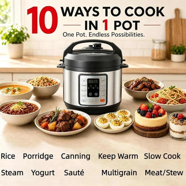 Electric Pressure Cooker 3Qt, 10 Presets Instant Multi Cooker, Olla De Presion Nonstick Pot 3 Quarts for Slow Cook, Rice Cook, Steam, Sauté, Canning, Yogurt Maker, Warm, Silver and Black2