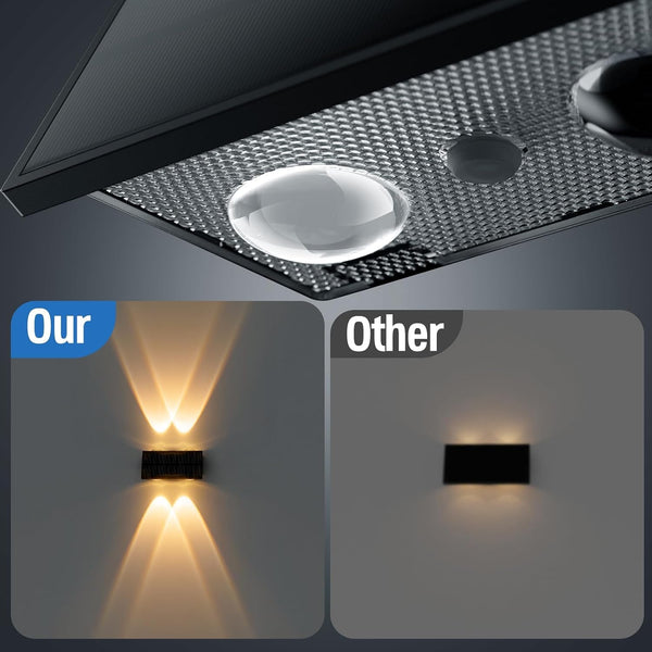 Solar Fence Lights,12 Pack Deck Light,Led Outdoor Lights 3000K/4500K/6000K+ RGB up & down Wall Lights Waterproof,Solar Powered Light for Backyard/Pool/Railing/Patio/Porch/Step Black7