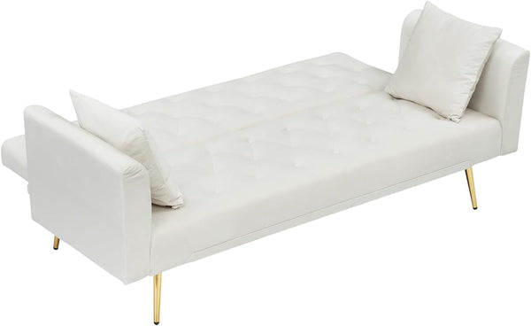 71" Modern Velvet Sofa Bed Futon, Convertible Sleeper Couch, Adj. Backrest7