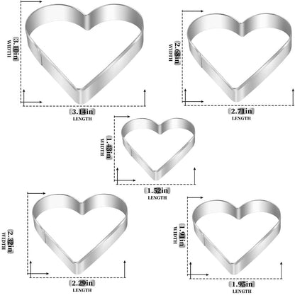 Heart Cookie Cutter Set,  5 Pieces Stainless Steel Small Biscuit Cutters Heart Shaped Mold for Kids Holiday Birthday Party2