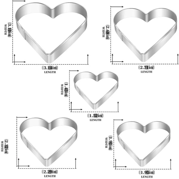 Heart Cookie Cutter Set,  5 Pieces Stainless Steel Small Biscuit Cutters Heart Shaped Mold for Kids Holiday Birthday Party2