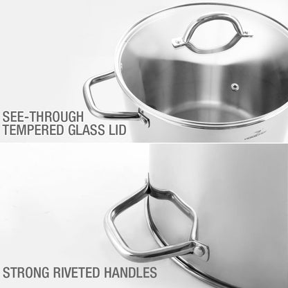 LARGE STOCK POT 24 Quart with Lid - Nickel Free Stainless Steel Cookware Stockpot 24 Quart - Healthy Cookware Polished Stockpots - Heavy Duty Induction Pot Soup Pot with Lid6