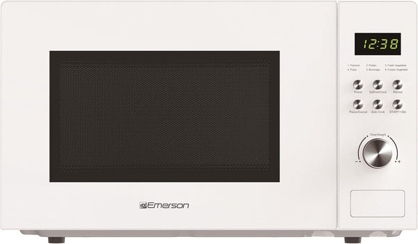 MW1101W Countertop Microwave Oven with Button Control, LED Display 1000W, 10 Power Levels, 6 Auto Menus, Glass Turntable and Child Safe Lock, 1.1 Cu. Ft., White2