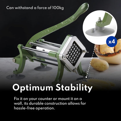 Commercial Grade French Fry Cutter with Complete Combo Sets, Die Cast Iron and 18/8 Stainless Steel, 1/4-Inch, 3/8-Inch, 1/2-Inch, 6-Wedge, and 8-Wedge Replacement Blades6