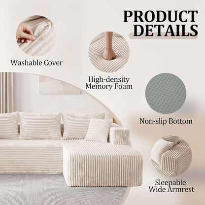 Boneless Couch, 94" L Shaped Modular Sectional Cloud Sofa for Living Room8