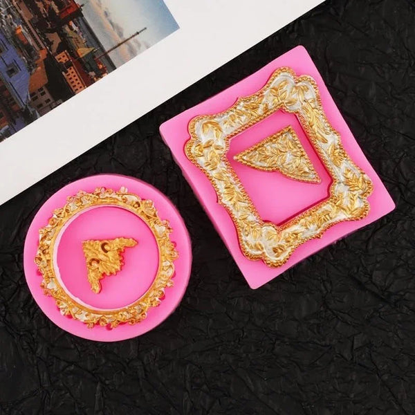 9 PCS Picture Frames Fondant Silicone Molds,  Vintage Style Photo Frame Moulds for Cake Decorating Cupcake Topper Chocolate Candy Polymer Clay4