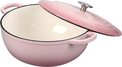 Enameled Cast Iron Dutch Oven Pot with Lid for Sourdough Bread Baking, Bread Dutch Ovens, Cooking Pots, 5 Quart, Pink5