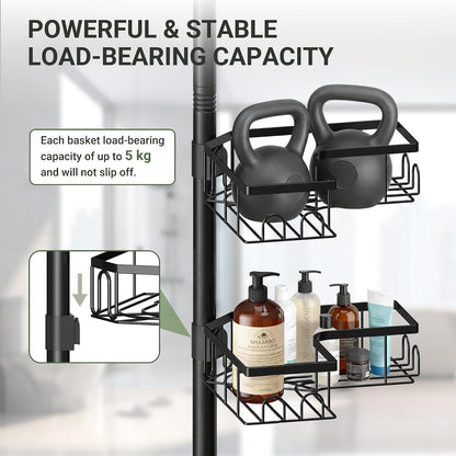 Corner Shower Caddy Tension Pole, 4-Tier Organizer, 47-114 In5