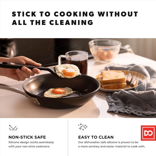 DI ORO Silicone Turner Spatula Set - 600F Heat Resistant, 4-Pc Black2
