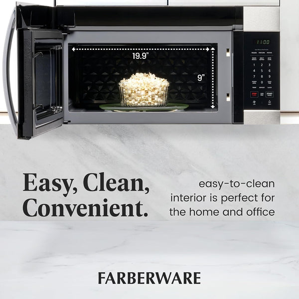 1.7 Cu. Ft. Over-The-Range Microwave Oven – 1000 Watts Power, Auto Cook Settings, Defrost, Easy Clean and Child Safety Lock - Stainless5
