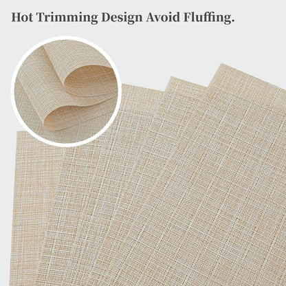 Beige Placemats Set of 4 - Heat-Resistant, Non-Slip Table Mats, Washable Woven Vinyl for Indoor & Outdoor Dining3