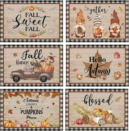 6 Pcs Rustic Fall Placemats, 12X18 Inch Harvest Table Mats1