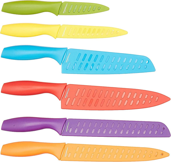 Color-Coded Dishwasher Safe Kitchen Knife Set, 12-Piece with Ergonomic Handles, Non-Stick Sharp Blades, 6 Knives with 6 Blade Guards, Multicolor, 13.88 X 4.13 X 1.38 Inch2