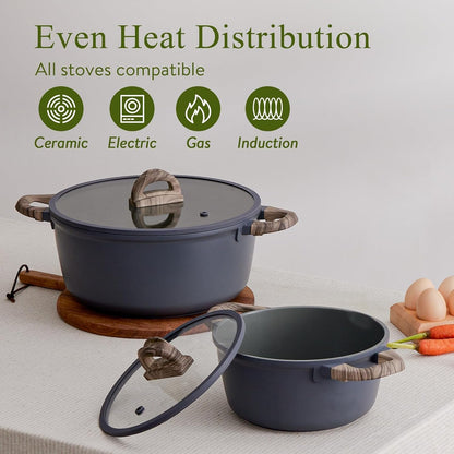 22Pcs Nonstick Pots and Pans Set, Ceramic Cookware Set Non Toxic | Pfas-Free Healthy, Induction Compatible, Dishwasher & Oven Safe, Space Saving, RV Camping Kitchen Cooking Set, Gray6