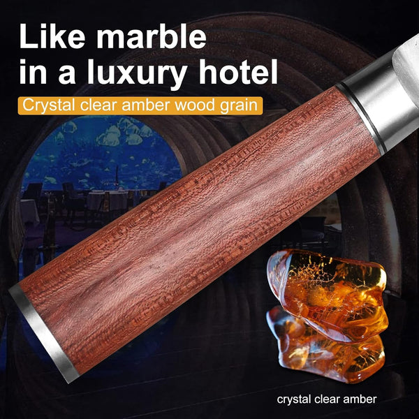 Santoku Knife 7 Inch,High Carbon Steel Ultra Sharp Asian Chef Knife with Brazilian Rosewood Handle and Gift Box for Family & Restaurant4