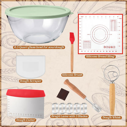7 Pcs 6.3 Quart Large Glass Bowl for Bread Starter Mixing Bowl2