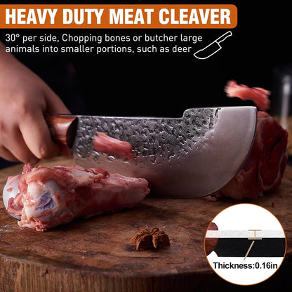 4PCS Butcher Knife and Kitchen Knife Set with Gift Box | Hand Forged Heavy Duty Meat Cleaver, Meat Knife, Serbian Chef Knife, Boning Knife Very Sharp for Meat Cutting Cooking BBQ2